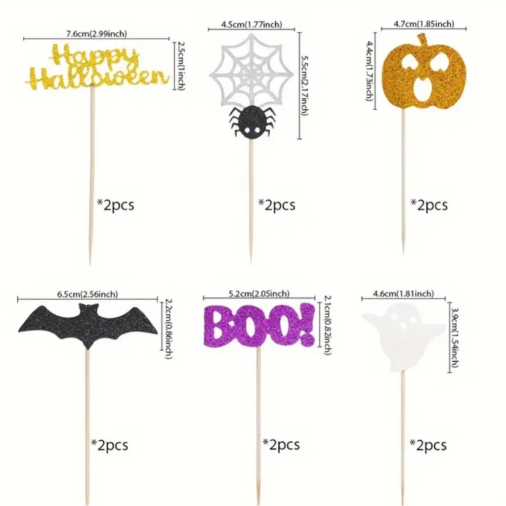 New Unopened 12pcs Halloween Cupcake Toppers